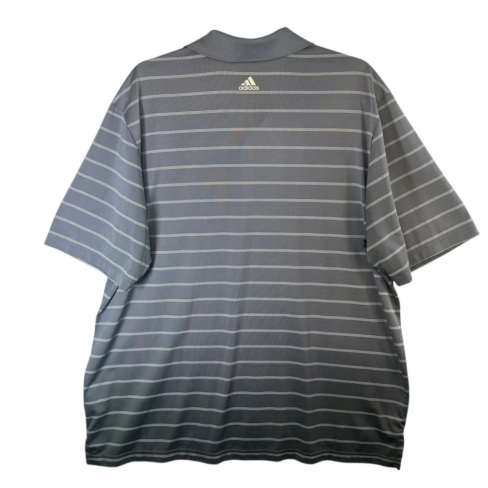 Adidas‎ Puremotion Mens XL Gray Stripe Golf Polo Shirt Performance Athletic